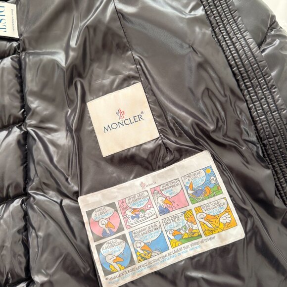 Moncler Black Shiny Puffer with Fur Trim Hood, Size 0 - Picture 4 of 11